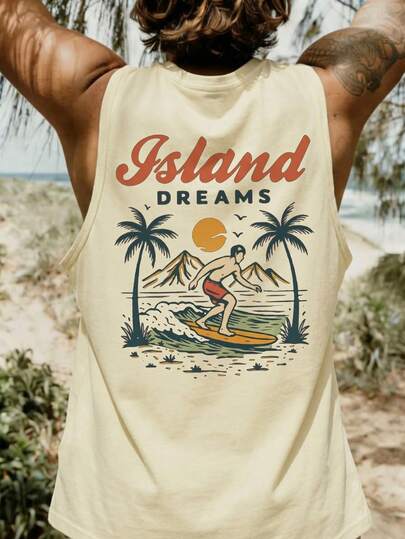 Áo tank top nam YUNTUO mùa hè mới, kiểu dáng vintage, họa tiết đảo nhiệt đới, dáng rộng, không tay, phong cách đường phố Mỹ cổ điển, trẻ trung, tối giản, sinh viên, retro, đa năng, chất liệu, thanh lịch, cá tính, thể thao.