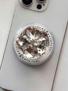 Adjustable Flower Series Push-Pull 1pc Rhinestone Flower Acrylic Resin Phone Holder, Foldable Portable Air Cushion Phone Stand Mother's Day Gift - Multicolor - View 16