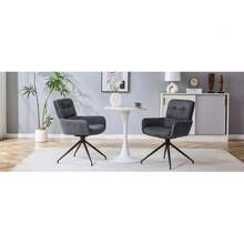 [Set Of 2] European Swivel Chair In A Lightweight Luxury Design, 360° Sound-Swivel, Set Of 2 For Dining Rooms / Relaxation Areas. - 深灰色 - 查看 9
