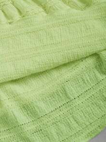 Falda mini casual y de resort Y2K con dobladillo de doble capa y ribete de volantes de unicolor - Verde - Ver 5