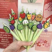 1支/3支/5支装可爱卡通蔬菜造型按动式中性笔,浅绿色笔杆黑色墨水,书写流畅,适用于学习用品、笔记、课堂奖励、返校及办公场合。 - A - 查看 3