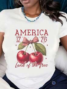 100% Cotton Comfort T-Shirt S America, USA 4th Of July T-Shirt, Patriotic Land Of The Free T-Shirt, America Est. 1776 T-Shirt - 白色8 - 查看 6