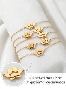 [Personalizado]Pulsera con nombre y huella de pata, pulsera personalizada con pequeña huella de perro, pulsera minimalista con huella, pulsera de animal, pulsera de mascota, pulsera personalizada, suministros para regalos de Navidad, regalo personalizado, para amantes de las mascotas - Multicolor - Ver 10