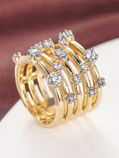 1pc Luxurious Cubic Zirconia Stone Ring, Suitable For Women, Ideal For Weddings, Engagements, Anniversary Parties, Valentine's Day Gifts
