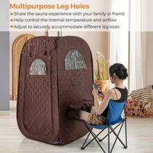 GOFLAME Steam Sauna Tent Full Body Sauna For 1 Or 2 People Personal Sauna SPA For Relaxation Sauna Tent At Home With Foldable Chair Timer Remote Control - Brown - View 6