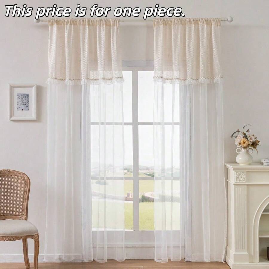 1PC Modern Style Sheer Curtain, Window Shade, Suitable For Living Room And Bedroom, Decorative Curtains, 1 Piece - 1PC - View 1