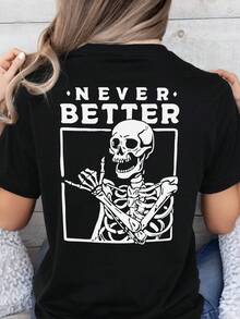 Unisex T-shirt Grunge Streetwear Dödskalle Grafik T-shirt Unisex Skelett-tröja Gotisk Grafik T-shirt herr-t-shirts herrkläder herrset herr-t-shirt herrartiklar vardagsklänningar för kvinnor dam-set eleganta blusar dam-t-shirts damklänning - Svart - Visa 1
