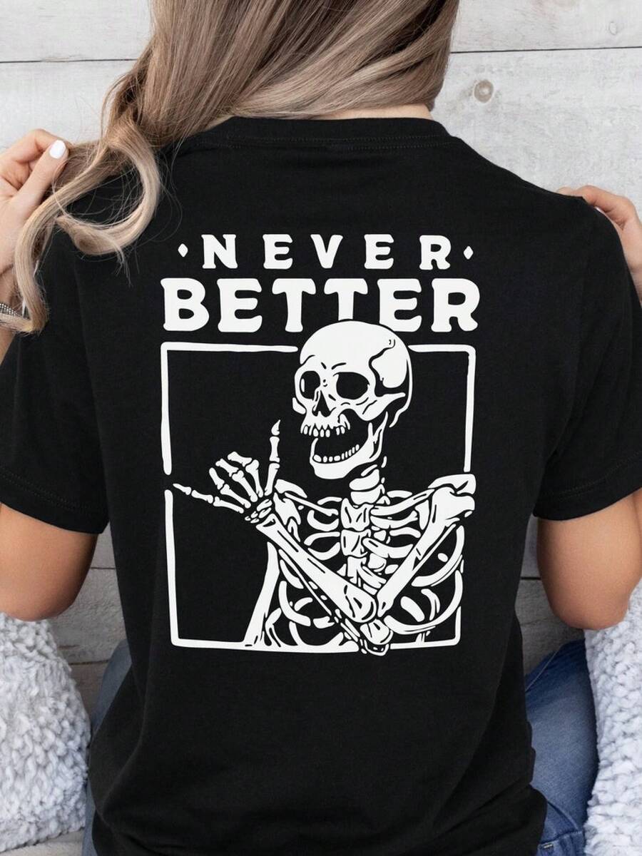 Unisex T-shirt Grunge Streetwear Dödskalle Grafik T-shirt Unisex Skelett-tröja Gotisk Grafik T-shirt herr-t-shirts herrkläder herrset herr-t-shirt herrartiklar vardagsklänningar för kvinnor dam-set eleganta blusar dam-t-shirts damklänning - Svart - Visa 1