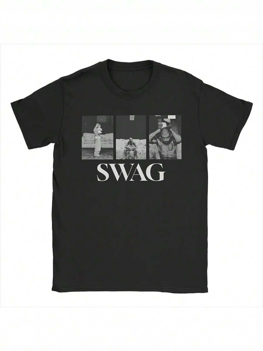 Herr T-shirt Fun 2026 Bieber SWAG 2026 Sting Album, rundhalsad, strandpop, kortärmad, herr T-shirt, vardagskläder, streetmode, trendig design, geometriskt mönster, bekväma festivalkläder för män, t-shirt, sommar, vardagskläder, partykläder, perfekt för fest och familjesemester. - Svart - Visa 1