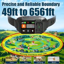 Hệ thống hàng rào điện tử không dây GPS tần số kép, sử dụng công nghệ định vị vệ tinh GPS, với thiết kế chống nước IP67 và có thể sạc lại. Vòng cổ GPS cho chó có thể thiết lập ranh giới hình tròn và hình dạng không đều. - Xem 2