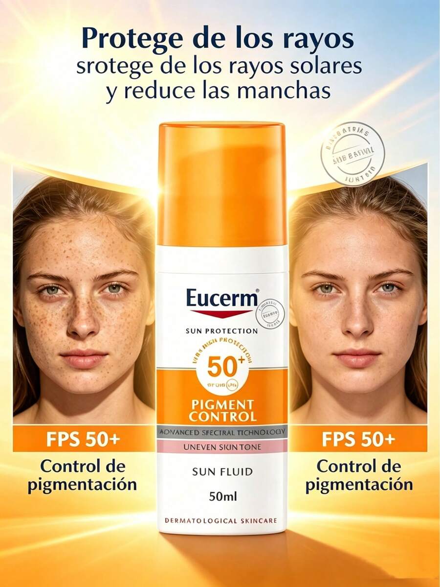 Protector Solar Eucerim SPF50+ 50ml, Control de Pigmentación y Antiedad, Protección UV para Todo Tipo de Piel