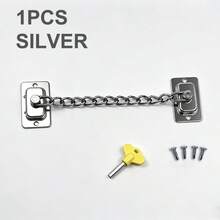 1pc Reinforced Anti-Theft Heavy Duty Security Lock - Enhanced Anti-Theft Hardware Accessories - Includes Screws And Adjustment Tools | Suitable For Home, Bedroom, Office, Hotel, Apartment, RV And Home Security | Stainless Steel - Silver Elegant Style - View 14