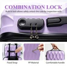 20" Carry On Luggage And 14" Mini Cosmetic Cases Travel Set Lightweight Polypropylene Suitcase With Lock  Zipper Hardside Luggage With Spinner Wheels - Purple - View 7
