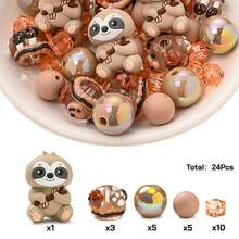 22/24/25pcs Colorful Animal Silicone & Acrylic Beads Set, DIY Jewelry Making Bracelet Necklace Phone Charm & Bag Decor Craft Supplies - Multicolor - View 25