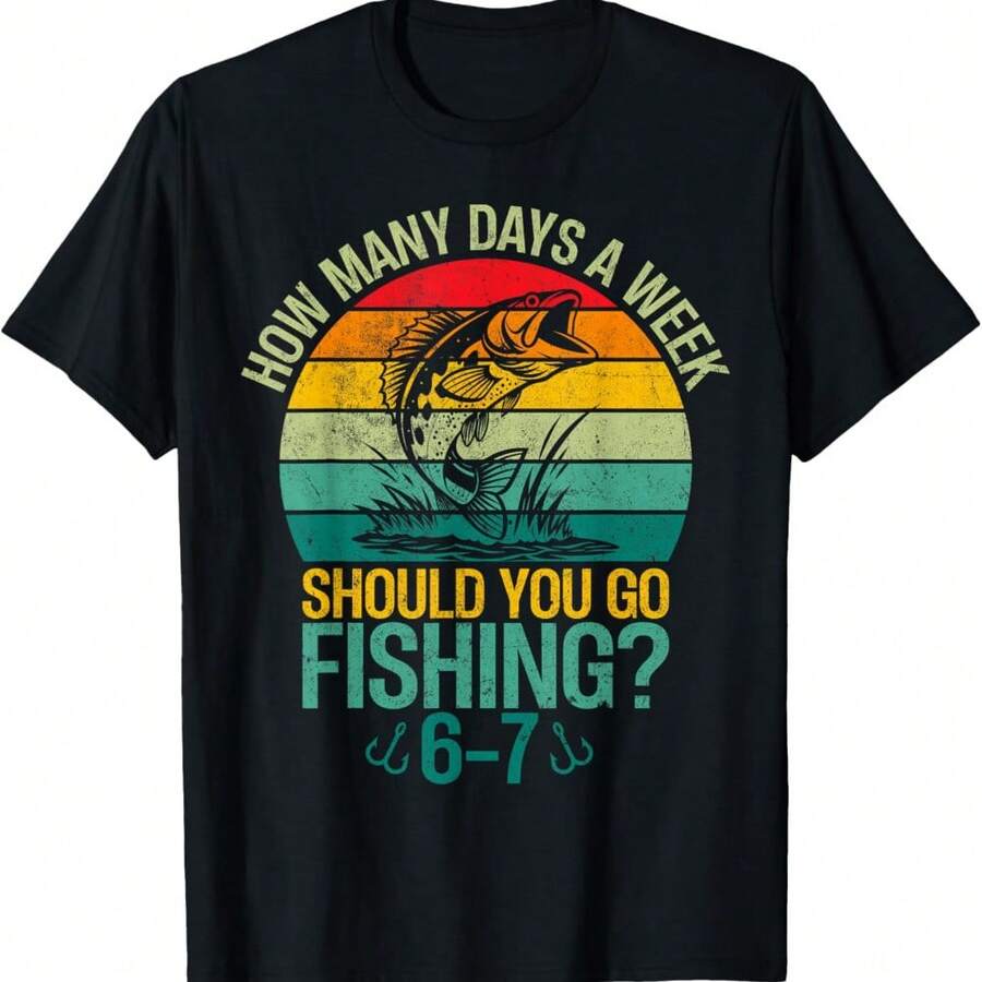 How Many Days A Week Should You Go Fishing 6 7 Boys Fishing T-Shirt - Black - View 1