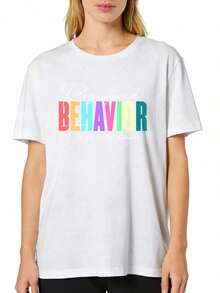 Camia casual de manga corta para mujer, con estampado de Técnico de Comportamiento Registrado (RBT) y Terapeuta de Comportamiento ABA, cómoda para atuendos informales y con un estilo elegante, ligera y transpirable, lavable a máquina, corte regular, cuello redondo, transpirable y cómoda. - Blanco - Ver 2
