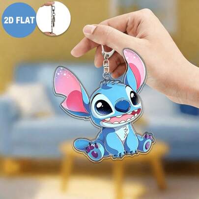 Disney 迪士尼2D平面史迪奇亚克力钥匙扣 - 适合装饰包包和车钥匙，是情人节、生日、周年纪念日、毕业典礼、感恩节、万圣节、圣诞节的理想礼物，尤其适合作为圣诞节礼物，也是感恩节的完美之选。适合日常使用。个性化小礼物。2026新款。此款为2D平面设计，非3D立体。迪士尼周边产品。