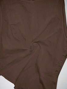 Camisa blanca sin mangas de algodón y lino, ajustada, con botones de nudo de bambú, estilo vintage para oficina - Café integral - Ver 9
