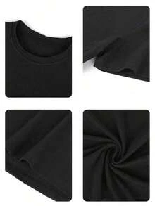 Camiseta de mujerPlayera estampada con diseño de texto para el día de las madres, diseño estampado, playera colorida, moderna, casual, cuello redondo, manga corta, ideal para el 10 de mayo, holgada, a la moda, para uso diario.Cómoda y ligera - Negro - Ver 8