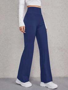 Pantalones acampanados de cintura ancha - Azul marino 2 - Ver 1
