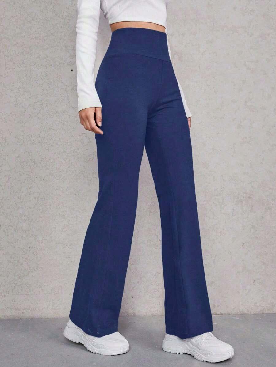 Pantalones acampanados de cintura ancha - Azul marino 2 - Ver 1