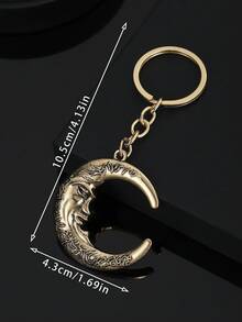 1pc Fashion European And American Personalized Hip-Hop New Creative Versatile Moon Charm Keychain, Suitable For Men, Couples, Car Keys, Bag Pendant Decoration - Multicolor - View 5