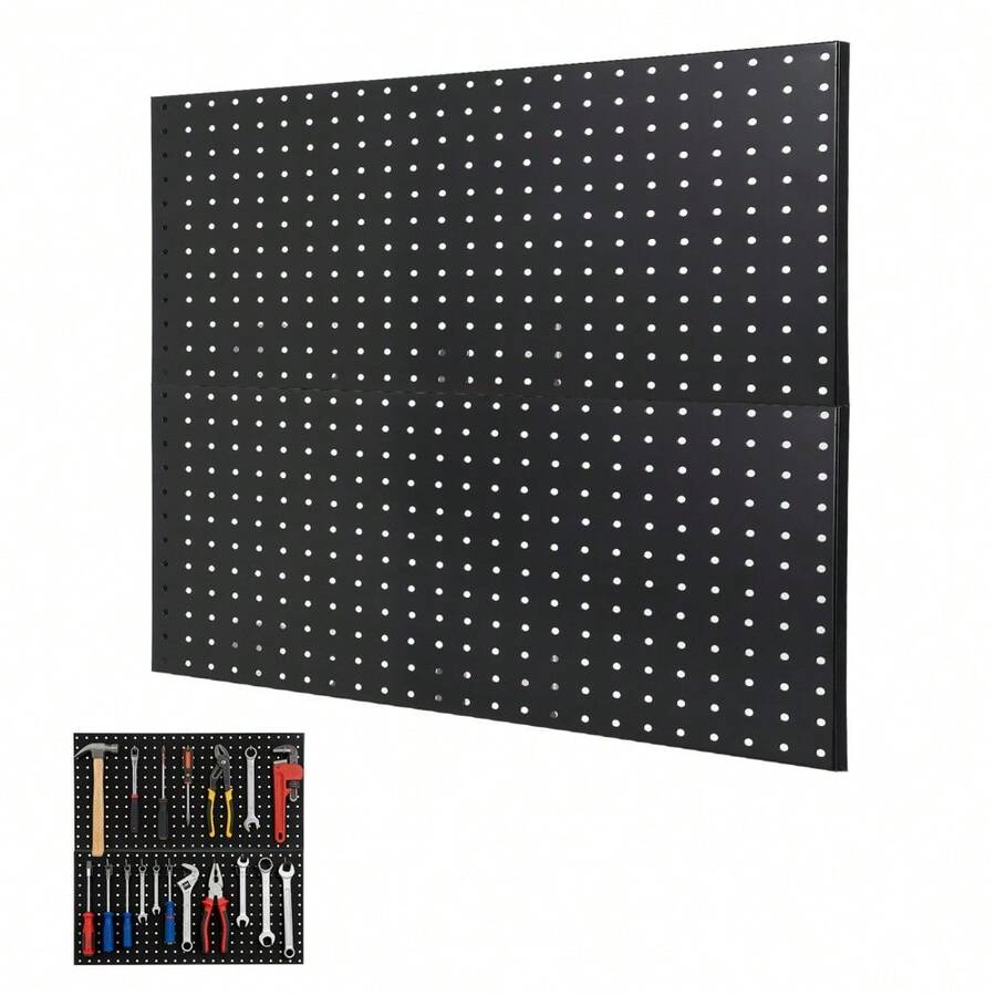 Paneles de tablero perforado de metal resistente para garaje y taller – Diseño flexible, organizador de pared de acero de 24"x12"/24"x24"/48"x24", sistema modular, fácil instalación, ideal para almacenamiento en el hogar, cocina y sala de manualidades. - / - Ver 1
