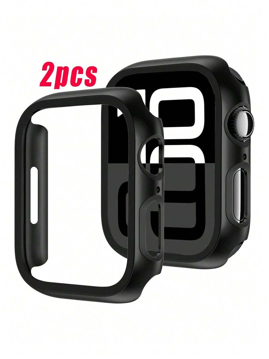 2件裝黑色硬殼手錶保護殼,適用於38/40/41/42/44/45/49/46mm Ultra/SE/8/7/6/5/4/3/2/1/1,防震時尚智慧手錶殼配件 - 黑色 - 查看 1