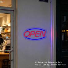 1pc "OPEN" Neon Sign For Shop, Bar, Window Display, USB Powered, Factory Direct, Customizable, Low Voltage , Glass Sticker Accessory, Unbreakable Base, No Overheating - Blue and Red - View 6