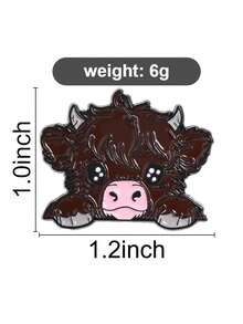 1 pièce Broche badge en forme de vache de dessin animé mignon, en alliage de zinc. Convient pour les manteaux et les sacs à dos, cadeau idéal pour les amis. - Tabac - Voir 3