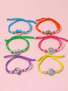 Bộ 6 vòng tay co giãn hình chuột lang nước và mèo hoạt hình dễ thương, quà tặng cho bé gái, con gái, cháu gái, tiệc sinh nhật. - Nhiều màu - Xem 4