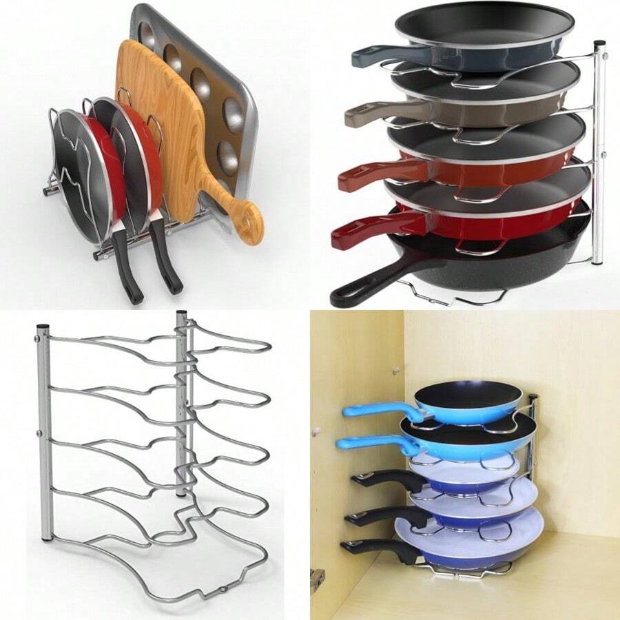 Simple Houseware - Organizador para ollas y sartenes, chapado en cromo - Plateado - Ver 1