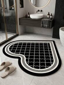 1pc Retro Black & White Scale Pattern Decorative Rug, Bathroom Mat, Doormat, Small Carpet, Rug, Floor Mat, Home Decor, Area Rug, Outdoor Mat, Bedroom Carpet, Washable Rug, Ins Style Aesthetic Atmosphere Carpet, Modern Minimalist Soft Furnishing Accent - Multicolor - View 4