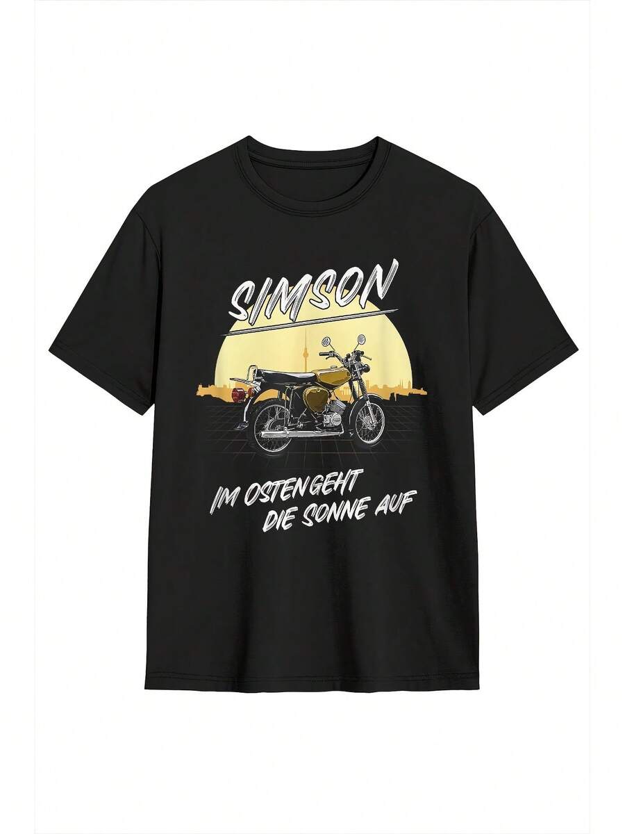 Camiseta de manga corta transpirable para hombre - Camiseta negra con diseño de motocicleta, diseño SIMSON - Camiseta casual para uso diario para entusiastas de las motocicletas - Top cómodo de cuello redondo para todo el año, ropa urbana, para jóvenes adultos - Estilo casual de verano, una camiseta de manga corta adecuada para el hogar, el uso diario, fiestas y viajes, perfecta como regalo para amigos o familiares. - Negro - Ver 1