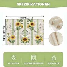 A Complete Set Of Daily Sunflower, Green Leaf, Green Checkered, And Striped Patterned Placemats, Suitable For Spring, Summer, Autumn, And Winter. It Adopts A Multi-Color Pattern Design And Is Woven From 100% Polyester Fiber. The Size Is 12 * 18 Inches And Can Be Machine Washed With Polyester Placemats. Heat Resistant, Stain Resistant, Waterproof, Easy To Clean, Suitable For Dining Tables, Holiday Party Decorations, Desktop Protection, Kitchen And Living Room Decorations, And Daily Use. - Multicolor - View 3