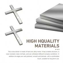 Car Accessories Decals: 2PCS 3D Cross Decal, 2.5*1.8 Metal Cross Badge Stickers, Self-Adhesive Alloy Jesus Christ Cross Sticker For Trunk, Fender, Laptop Silver Finish, Durable Outdoor Use - Silver - View 4