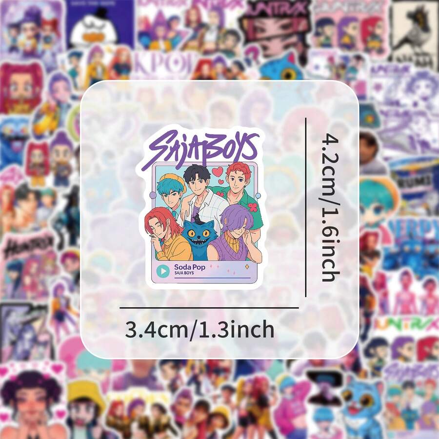 Bộ 104 miếng dán Huntrix K Pop Anime Aesthetic, hình dán nhân vật hoạt hình dễ thương, chống thấm nước, tự dính, thích hợp cho đồ dùng học tập, nhật ký và quà tặng cho thanh thiếu niên. - Nhiều màu - Xem 1