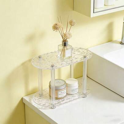 1 hộp đựng nước hoa hai lớp bằng acrylic trong suốt, giá trưng bày mỹ phẩm và chăm sóc da để bàn, hộp đựng mỹ phẩm tiết kiệm không gian và bền chắc.