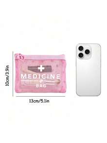 粉色愛心迷你便攜式網格醫療包，印有「Medicine」字母與十字圖案，急救醫療緊急包，戶外居家藥丸收納袋，適合旅行收納、化妝包、美容包、度假整理、護膚包、護唇油收納，母親節禮物、開學禮、生日禮物、浴室收納、學生宿舍盥洗包，送給妻子、老師、家人、朋友的禮物 (6款可選) - 彩色 - 查看 11