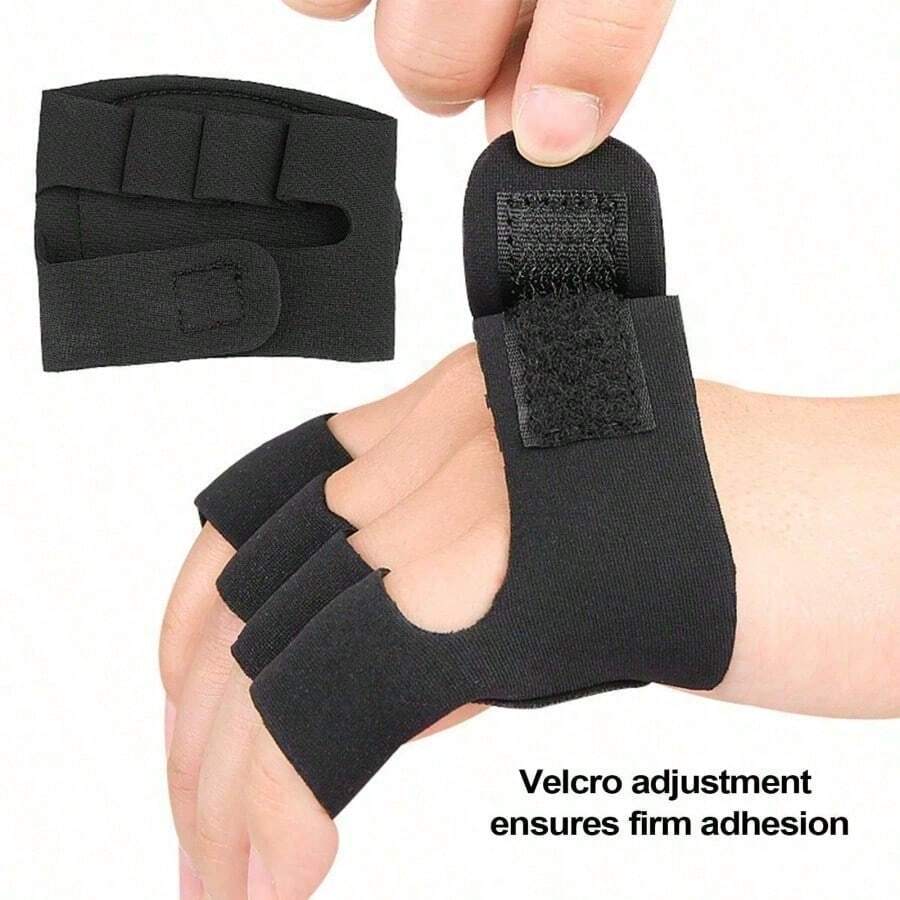 Breathable Fingerless Fitness Gloves, Thickened Silicone Anti-Slip Pads, Lightweight Full Palm Protection, Suitable For Weightlifting And Training, Textured Non-Slip Design Enhances Grip. - Black - View 1