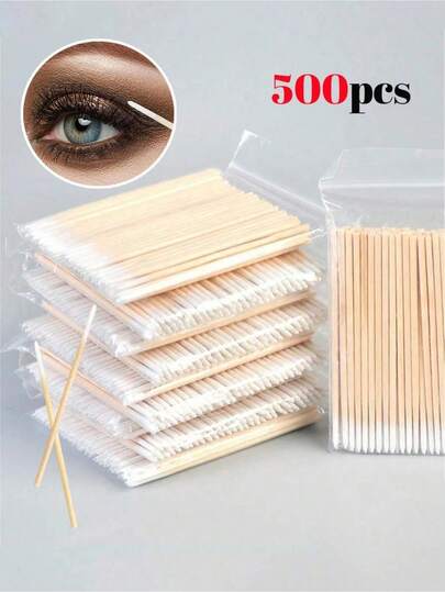 100/200/300/500pcs Double-Ended Nail Polish Remover Sticks, Small Dual-Tip Eyebrow Makeup Remover Tools, Approx. 100pcs/Pack (Packaged As 1/2/3/5 Packs)