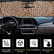 Parasol para parabrisas de coche con estampado de leopardo para el verano, con revestimiento adhesivo negro que bloquea la luz solar y los rayos UV, reduce el calor en el coche y protege el interior del vehículo. Adecuado para la mayoría de modelos de vehículos. Fácil de plegar y guardar, incluye una bolsa de almacenamiento. Un regalo para conductores. - A - Ver 5