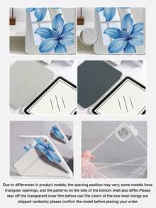 这款蓝色百合花图案平板电脑保护套适用于 iPad Air 11 英寸 M3 2025/M2 2024、Air 第五代 2022、Air8 2026（11/13 英寸）、(A16) 11 英寸第十一代 2025，也兼容三星 Galaxy Tab 和 Kindle Paperwhite 第十二代 2024。透明背壳搭配时尚图案，支持自动休眠/唤醒功能，并采用气垫保护。是办公使用或馈赠佳品的理想之选。 - 彩色 - 查看 5
