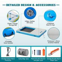 Non Slip Inflatable Air Dock Platform, Floating Island Raft With Rope Ladder, 6FT 7FT 8FT 10FT 12FT - 灰藍色 12 x 8 英尺 - 查看 4