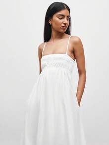 Vestido tirantes blanco unicolor strapless sin mangas corte holgado estilo casual elegante nueva colección moda europea para mujer - Blanco - Ver 5