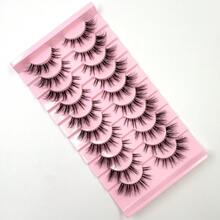 10 Pairs Soft Lightweight 3D Faux Mink Lashes D Curl Wispy Fluffy Dramatic Volume Set - Black - View 4