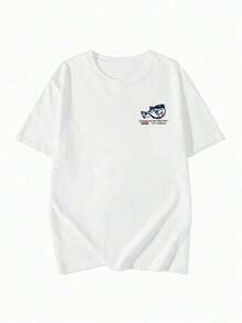 Custom Short-Sleeved T-Shirt, Loose And Relaxed Fit, With Japanese Letter Print, Versatile And Casual For Women, Vintage Spring/Summer Style, Made Of Cotton, Round Neck And Short Sleeves. - 白色 - 查看 6