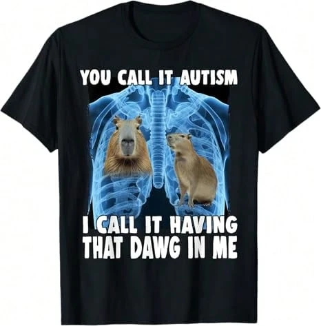 OoTD Shirt You Call It I Call It Having That Dawg In Me Capybara T-Shirt - 黑色 - 查看 1