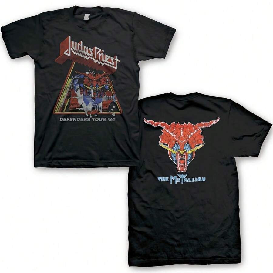 Judas Priest Defenders Vintage Tour T-Shirt - Black - View 1