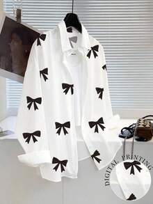Camiseta holgada de manga larga de unicolor con un solo pecho para mujer - Blanco 3 - Ver 7